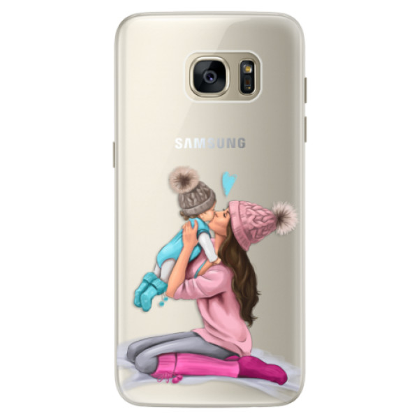 Silikonové pouzdro iSaprio - Kissing Mom - Brunette and Boy - Samsung Galaxy S7 Edge