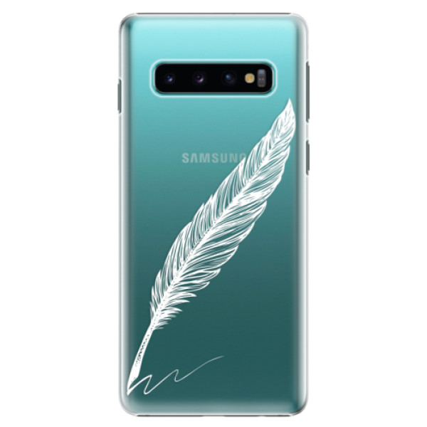 Plastové pouzdro iSaprio - Writing By Feather - white - Samsung Galaxy S10