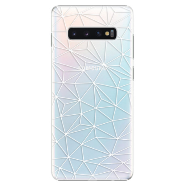 Plastové pouzdro iSaprio - Abstract Triangles 03 - white - Samsung Galaxy S10+