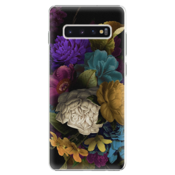 Plastové pouzdro iSaprio - Dark Flowers - Samsung Galaxy S10+