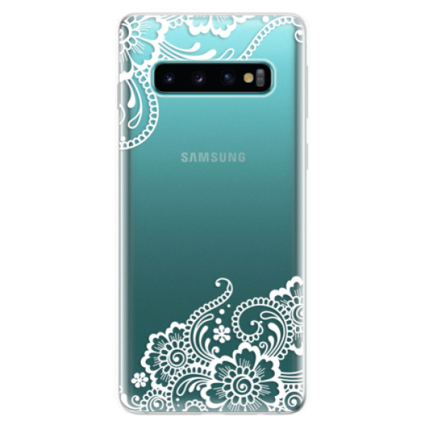 Odolné silikonové pouzdro iSaprio - White Lace 02 - Samsung Galaxy S10