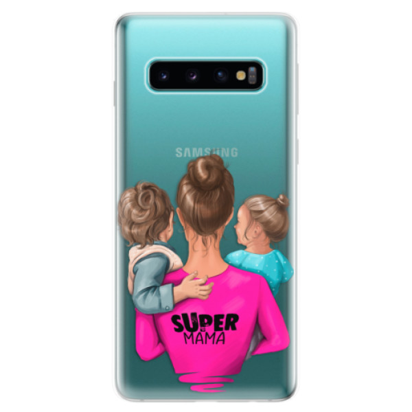 Odolné silikonové pouzdro iSaprio - Super Mama - Boy and Girl - Samsung Galaxy S10