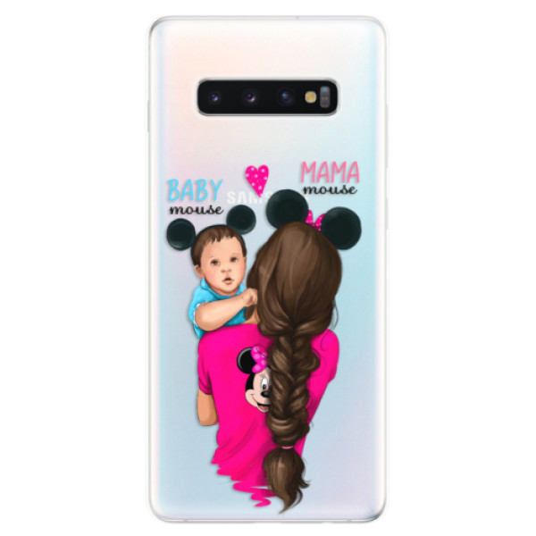 Odolné silikonové pouzdro iSaprio - Mama Mouse Brunette and Boy - Samsung Galaxy S10+