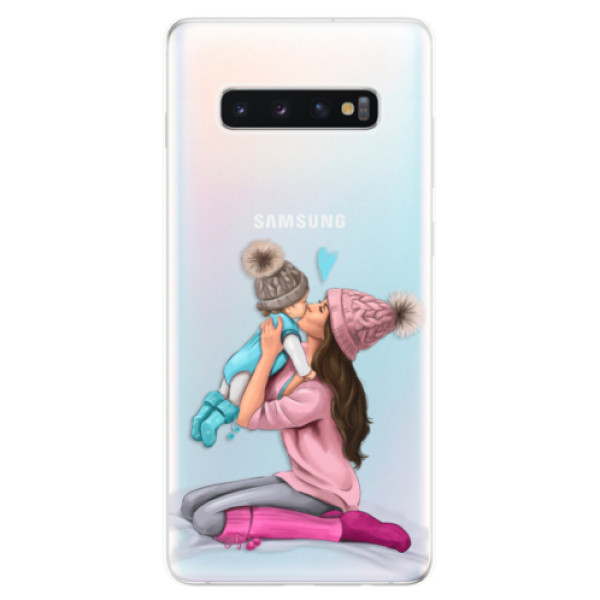 Odolné silikonové pouzdro iSaprio - Kissing Mom - Brunette and Boy - Samsung Galaxy S10+
