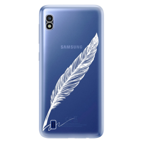 Odolné silikonové pouzdro iSaprio - Writing By Feather - white - Samsung Galaxy A10