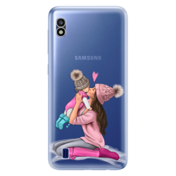 Odolné silikonové pouzdro iSaprio - Kissing Mom - Brunette and Girl - Samsung Galaxy A10