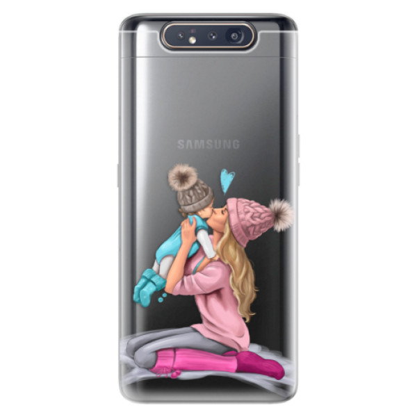 Odolné silikonové pouzdro iSaprio - Kissing Mom - Blond and Boy - Samsung Galaxy A80