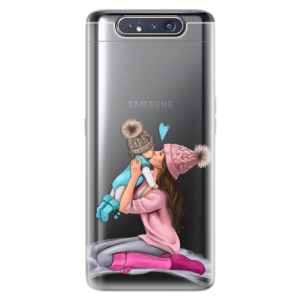 Odolné silikonové pouzdro iSaprio - Kissing Mom - Brunette and Boy - Samsung Galaxy A80