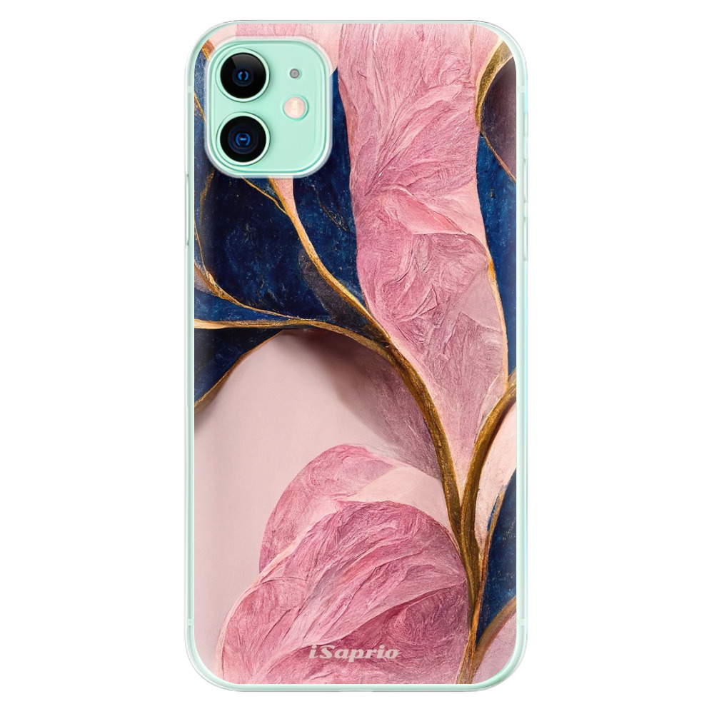 Odolné silikonové pouzdro iSaprio - Pink Blue Leaves - iPhone 11