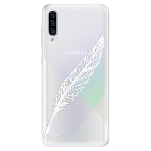 Odolné silikonové pouzdro iSaprio - Writing By Feather - white - Samsung Galaxy A30s