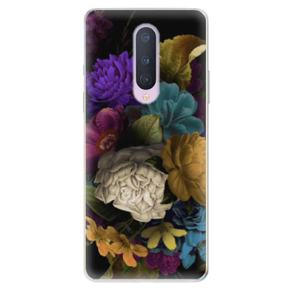 Odolné silikonové pouzdro iSaprio - Dark Flowers - OnePlus 8