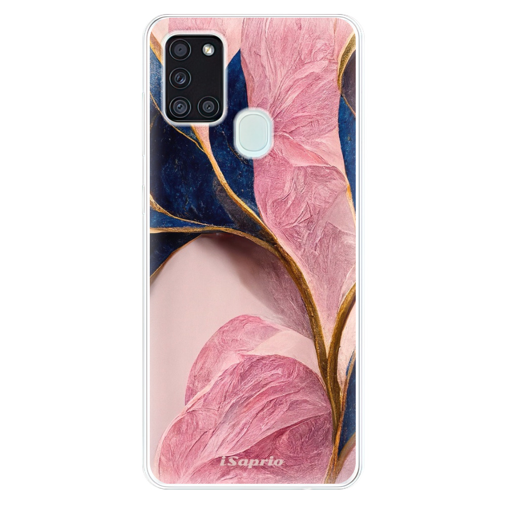 Odolné silikonové pouzdro iSaprio - Pink Blue Leaves - Samsung Galaxy A21s