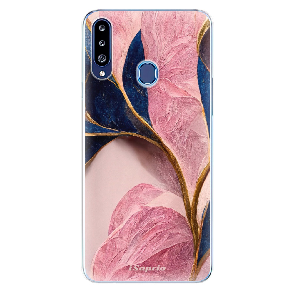 Odolné silikonové pouzdro iSaprio - Pink Blue Leaves - Samsung Galaxy A20s