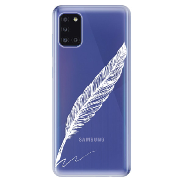 Odolné silikonové pouzdro iSaprio - Writing By Feather - white - Samsung Galaxy A31