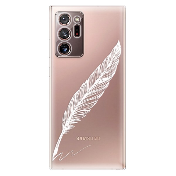 Odolné silikonové pouzdro iSaprio - Writing By Feather - white - Samsung Galaxy Note 20 Ultra