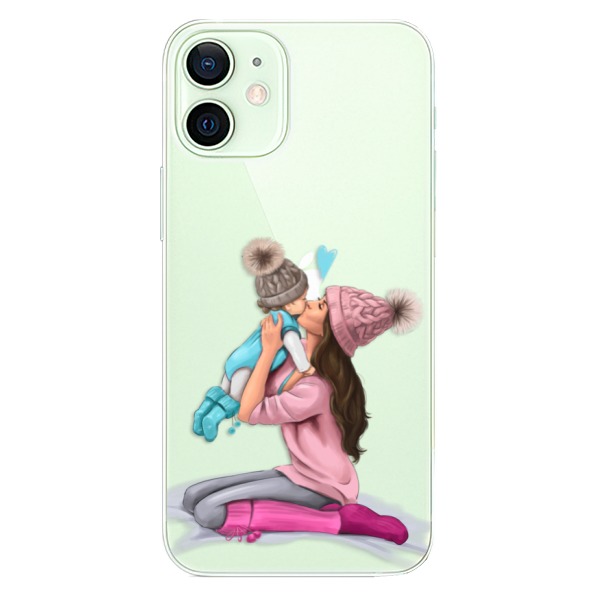 Plastové pouzdro iSaprio - Kissing Mom - Brunette and Boy - iPhone 12 mini