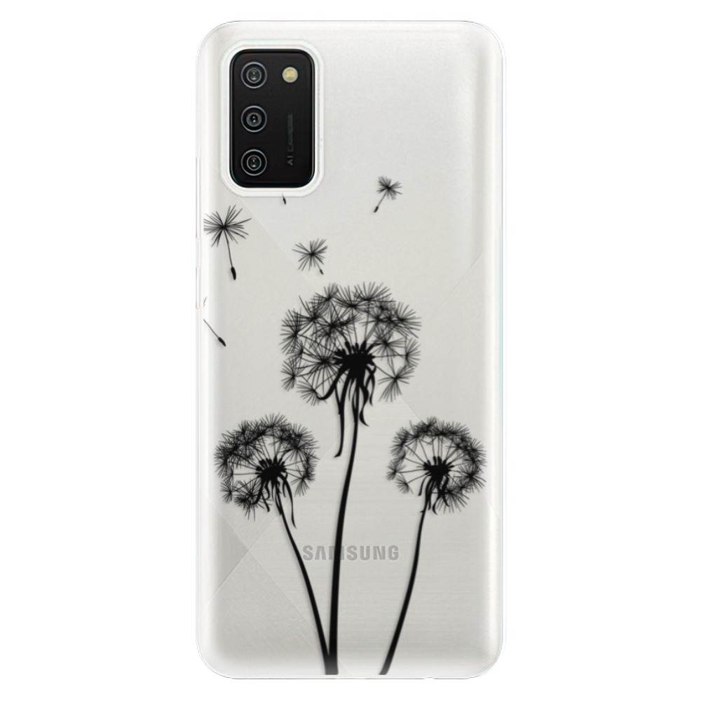 Odolné silikonové pouzdro iSaprio - Three Dandelions - black - Samsung Galaxy A02s