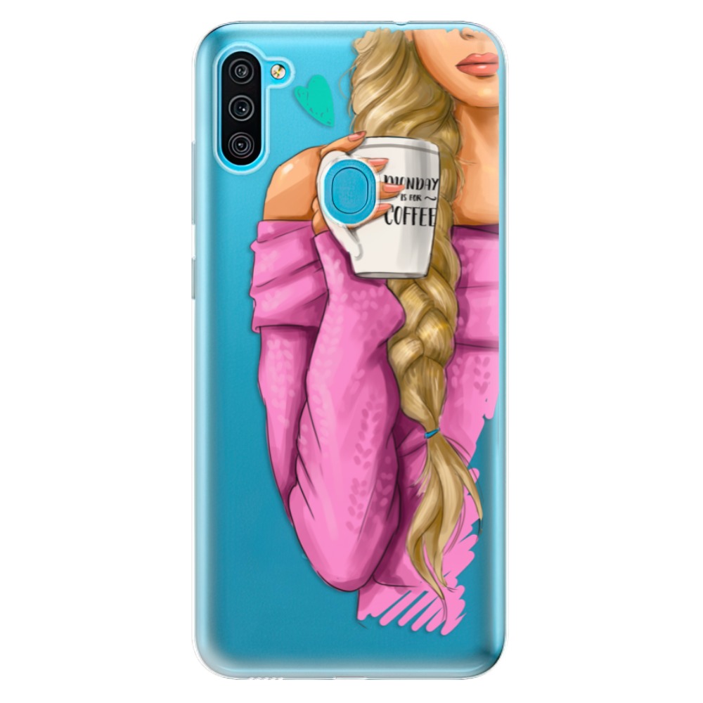 Odolné silikonové pouzdro iSaprio - My Coffe and Blond Girl - Samsung Galaxy M11