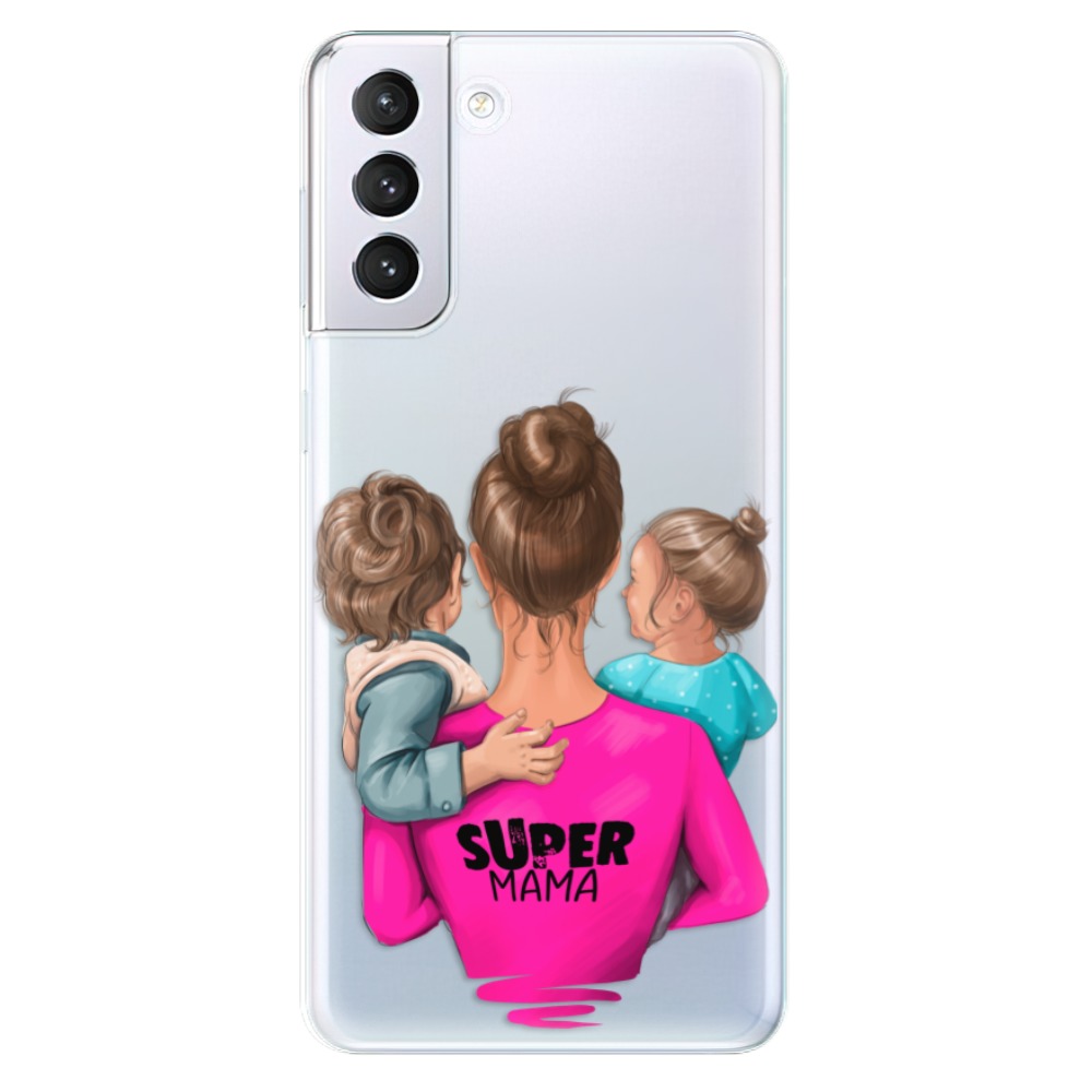 Odolné silikonové pouzdro iSaprio - Super Mama - Boy and Girl - Samsung Galaxy S21+