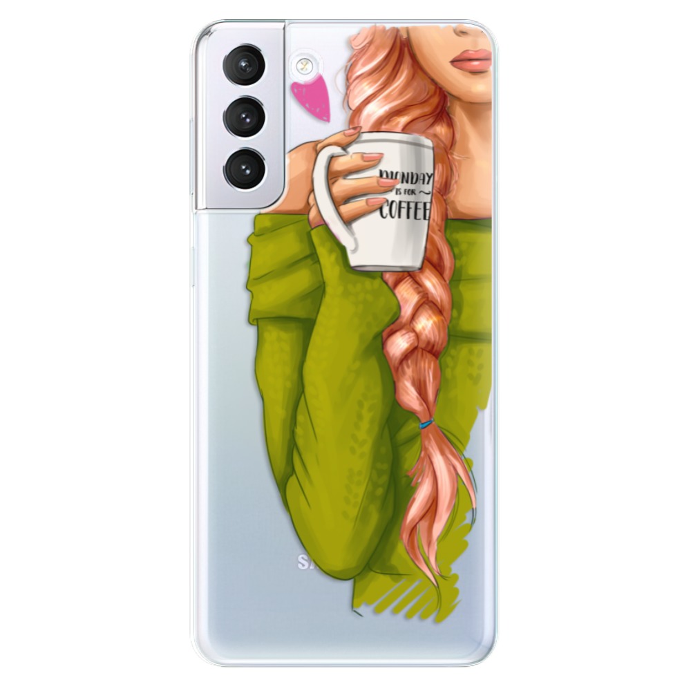 Odolné silikonové pouzdro iSaprio - My Coffe and Redhead Girl - Samsung Galaxy S21+