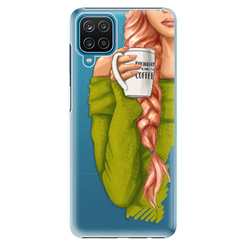 Plastové pouzdro iSaprio - My Coffe and Redhead Girl - Samsung Galaxy A12