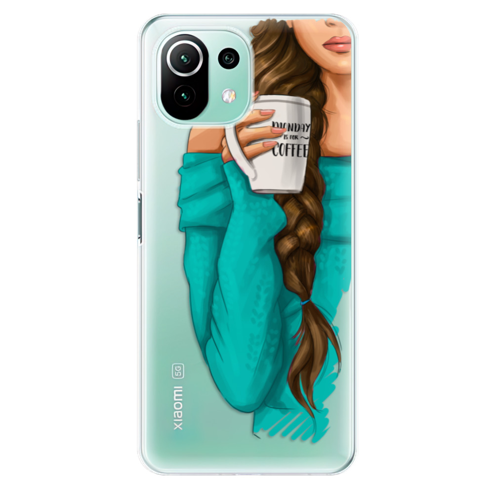 Odolné silikonové pouzdro iSaprio - My Coffe and Brunette Girl - Xiaomi Mi 11 Lite