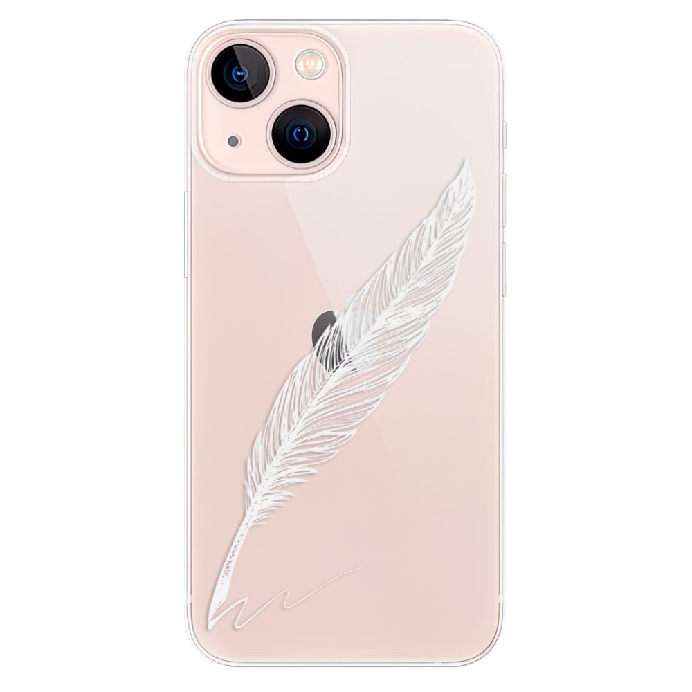 Odolné silikonové pouzdro iSaprio - Writing By Feather - white - iPhone 13 mini