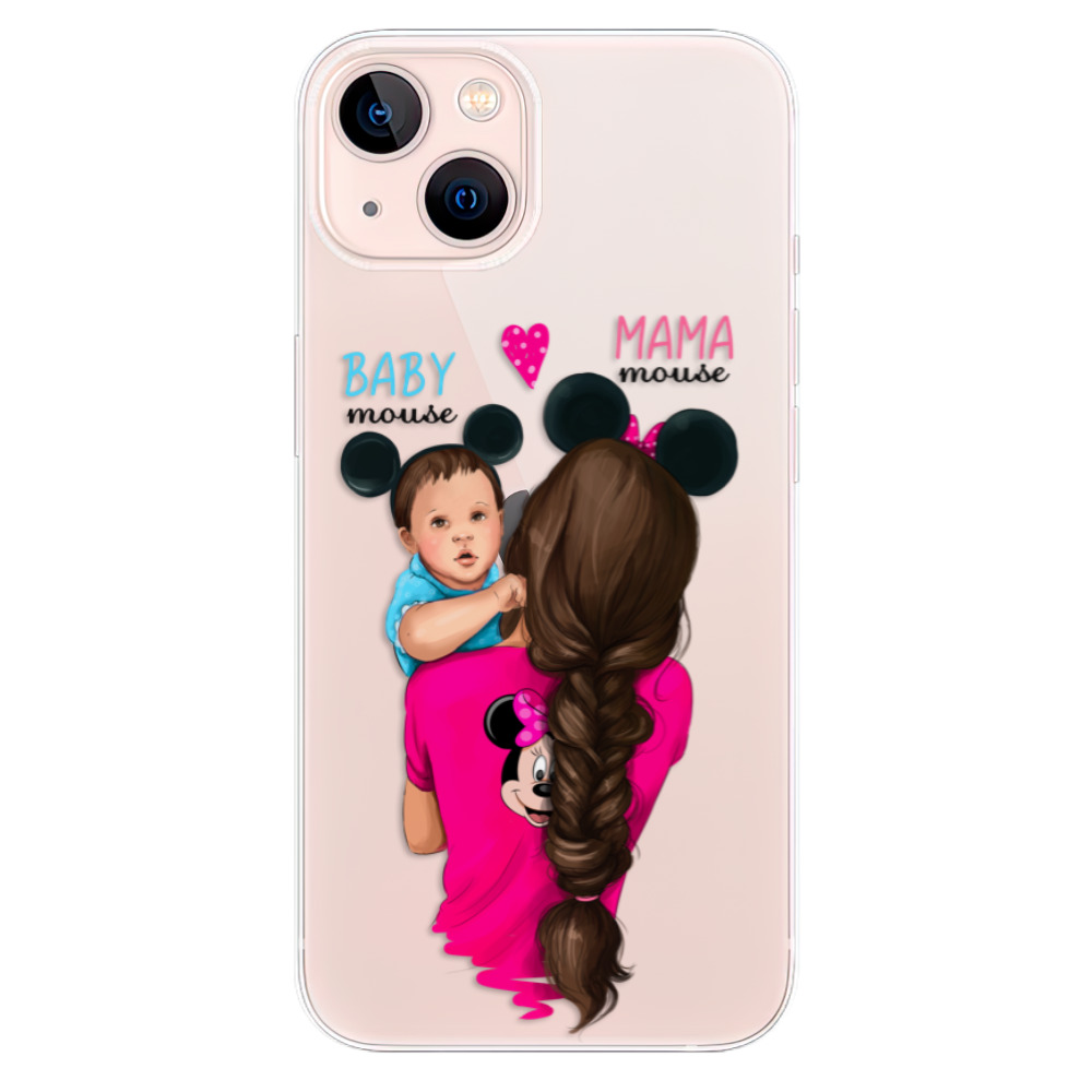 Odolné silikonové pouzdro iSaprio - Mama Mouse Brunette and Boy - iPhone 13