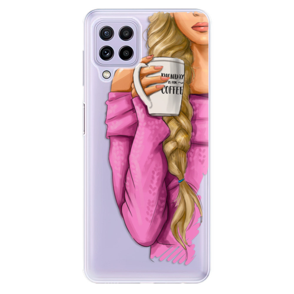Odolné silikonové pouzdro iSaprio - My Coffe and Blond Girl - Samsung Galaxy A22