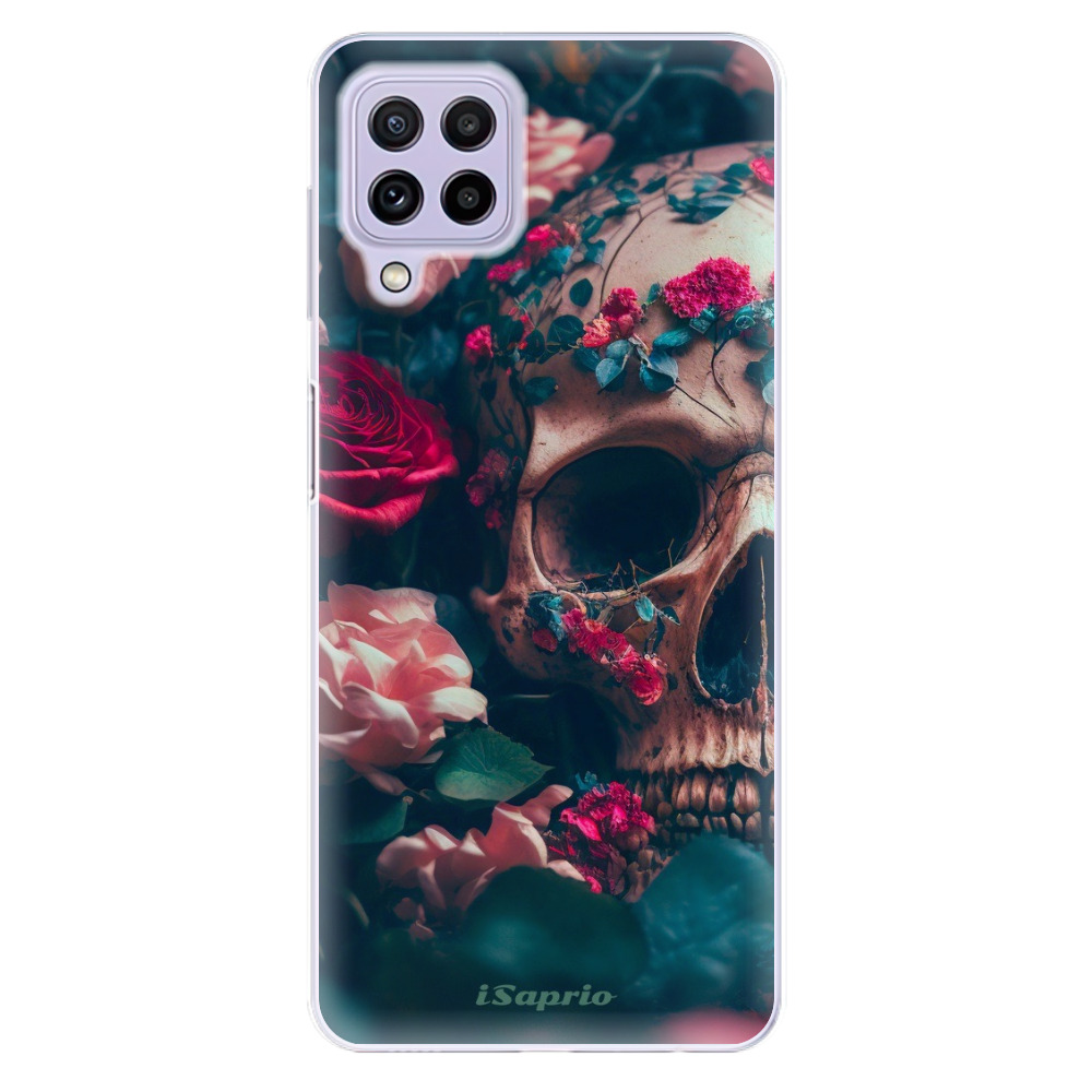 Odolné silikonové pouzdro iSaprio - Skull in Roses - Samsung Galaxy A22