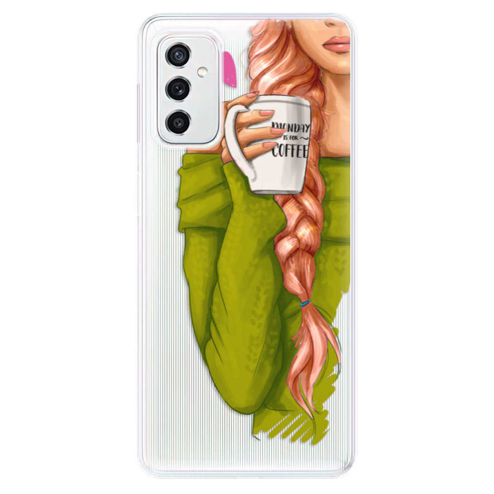 Odolné silikonové pouzdro iSaprio - My Coffe and Redhead Girl - Samsung Galaxy M52 5G