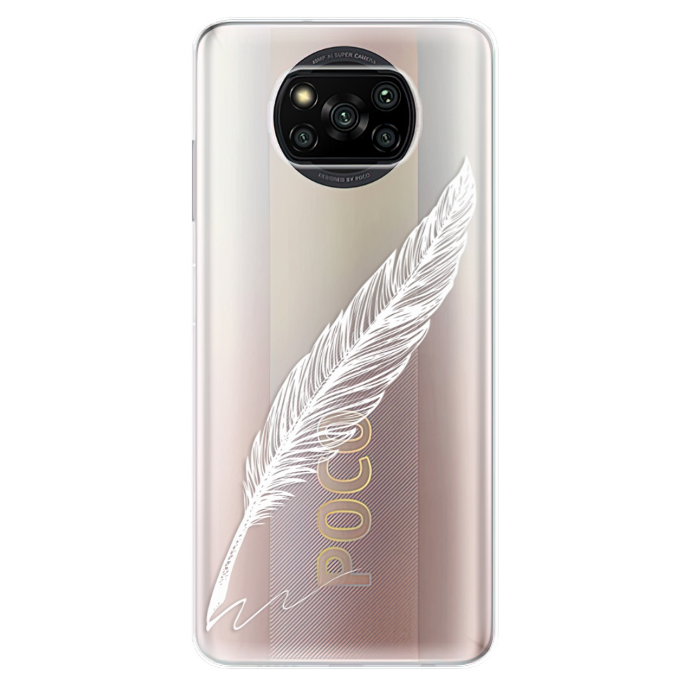 Odolné silikonové pouzdro iSaprio - Writing By Feather - white - Xiaomi Poco X3 Pro / X3 NFC