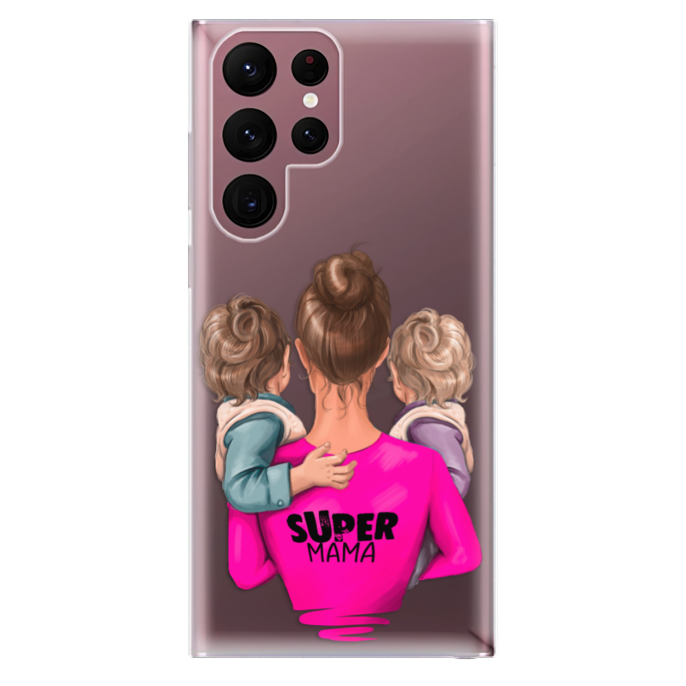 Odolné silikonové pouzdro iSaprio - Super Mama - Two Boys - Samsung Galaxy S22 Ultra 5G