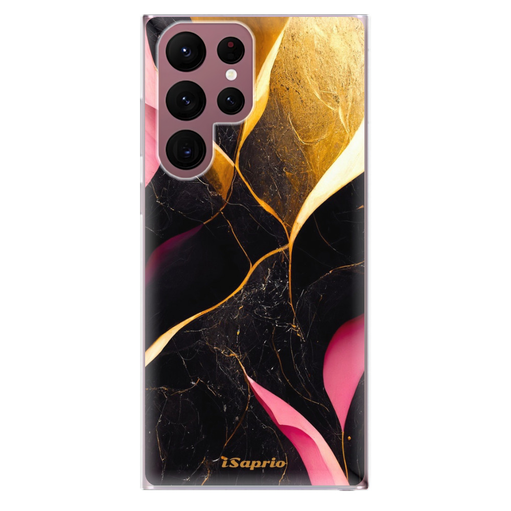 Odolné silikonové pouzdro iSaprio - Gold Pink Marble - Samsung Galaxy S22 Ultra 5G