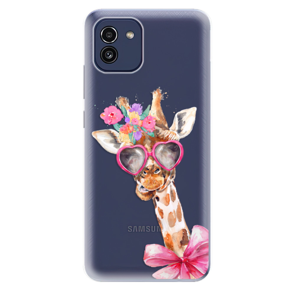 Odolné silikonové pouzdro iSaprio - Lady Giraffe - Samsung Galaxy A03