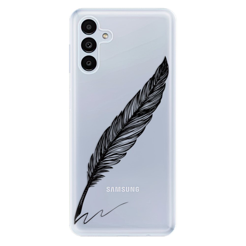 Odolné silikonové pouzdro iSaprio - Writing By Feather - black - Samsung Galaxy A13 5G