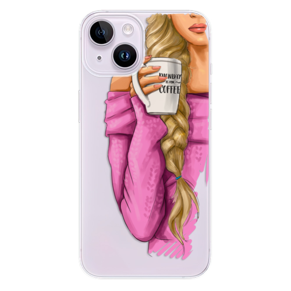 Odolné silikonové pouzdro iSaprio - My Coffe and Blond Girl - iPhone 14