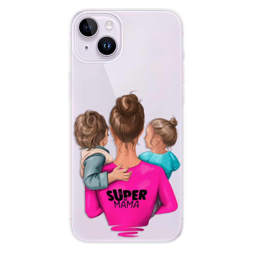 Odolné silikonové pouzdro iSaprio - Super Mama - Boy and Girl - iPhone 14 Plus