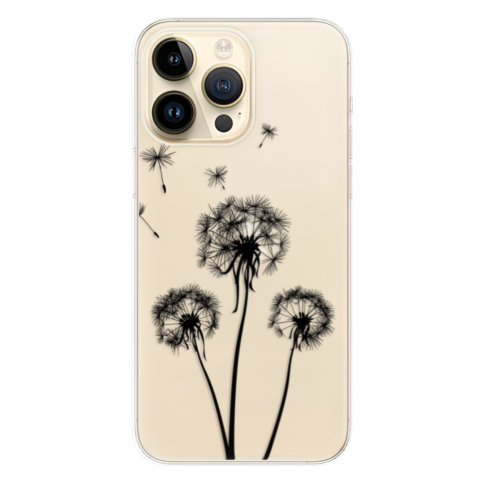 Odolné silikonové pouzdro iSaprio - Three Dandelions - black - iPhone 14 Pro Max