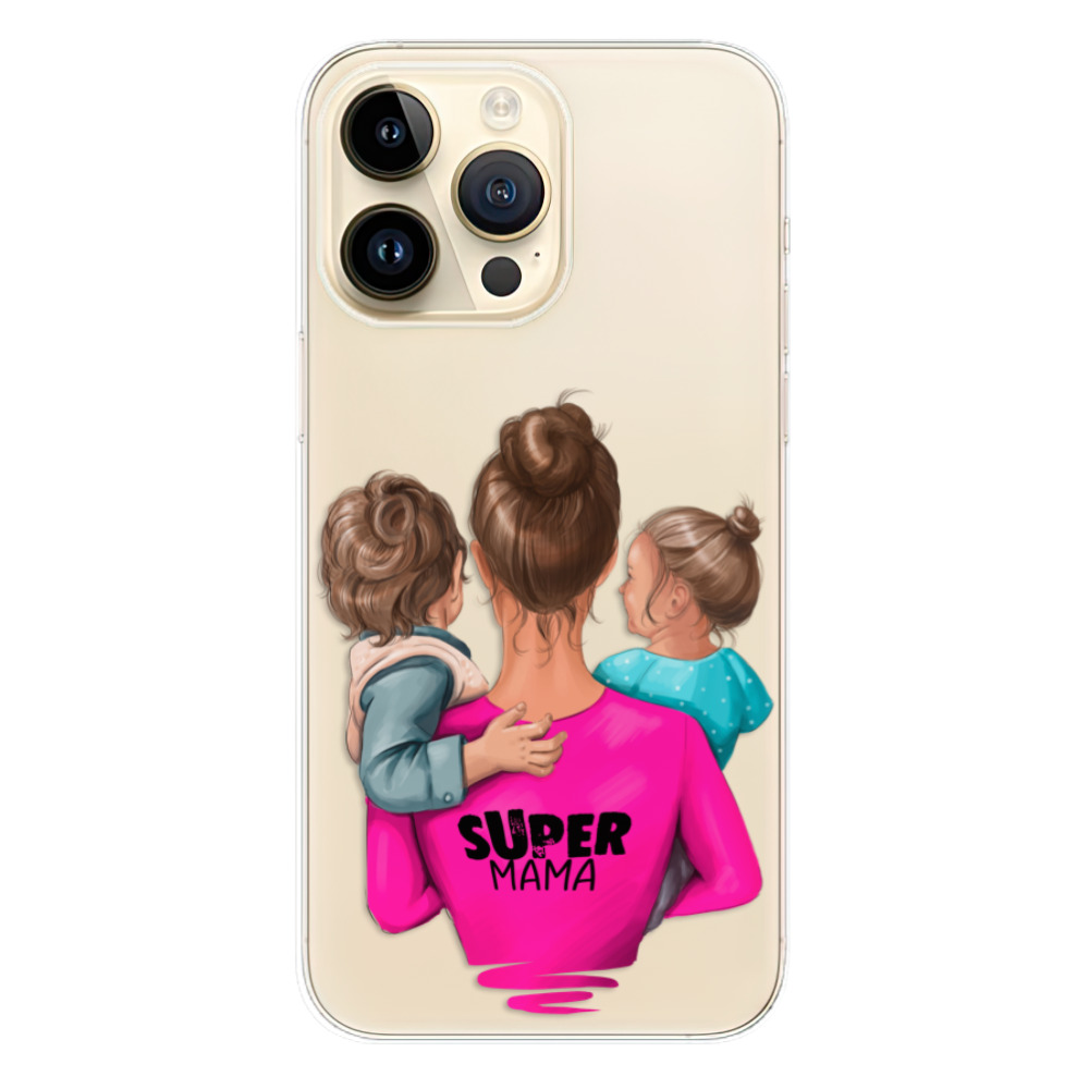 Odolné silikonové pouzdro iSaprio - Super Mama - Boy and Girl - iPhone 14 Pro Max