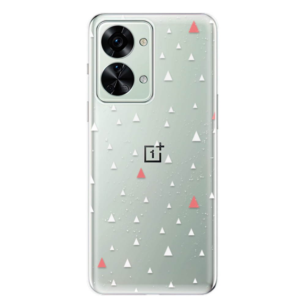 Odolné silikonové pouzdro iSaprio - Abstract Triangles 02 - white - OnePlus Nord 2T 5G