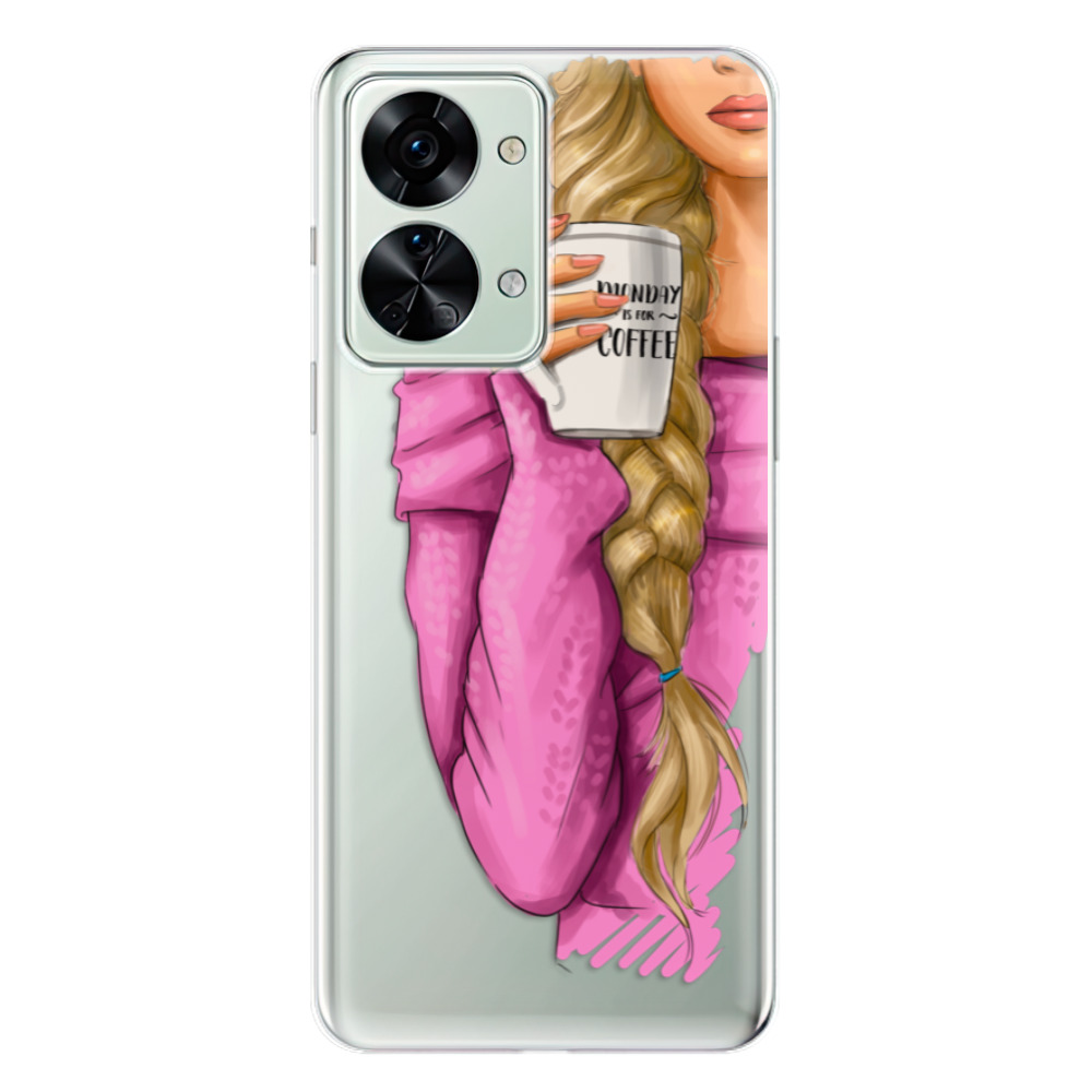 Odolné silikonové pouzdro iSaprio - My Coffe and Blond Girl - OnePlus Nord 2T 5G