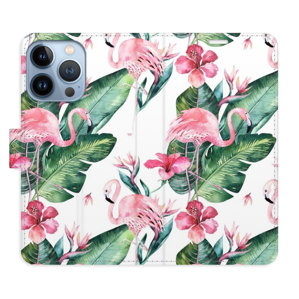 Flipové pouzdro iSaprio - Flamingos Pattern - iPhone 13 Pro