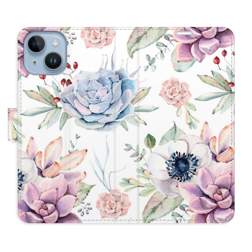 Flipové pouzdro iSaprio - Succulents Pattern - iPhone 14