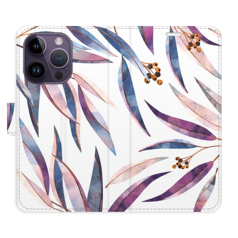 Flipové pouzdro iSaprio - Ornamental Leaves - iPhone 14 Pro