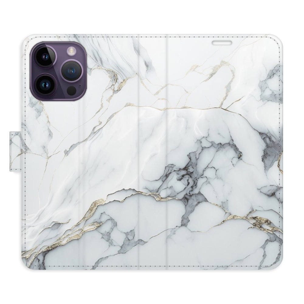 Flipové pouzdro iSaprio - SilverMarble 15 - iPhone 14 Pro Max