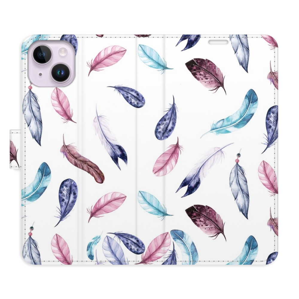 Flipové pouzdro iSaprio - Colorful Feathers - iPhone 14 Plus