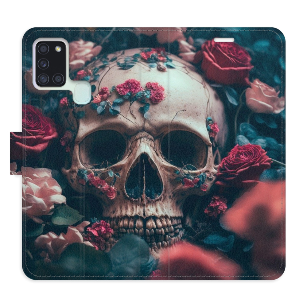 Flipové pouzdro iSaprio - Skull in Roses 02 - Samsung Galaxy A21s