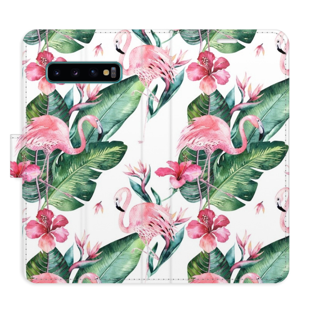 Flipové pouzdro iSaprio - Flamingos Pattern - Samsung Galaxy S10