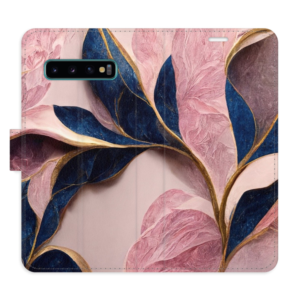 Flipové pouzdro iSaprio - Pink Leaves - Samsung Galaxy S10